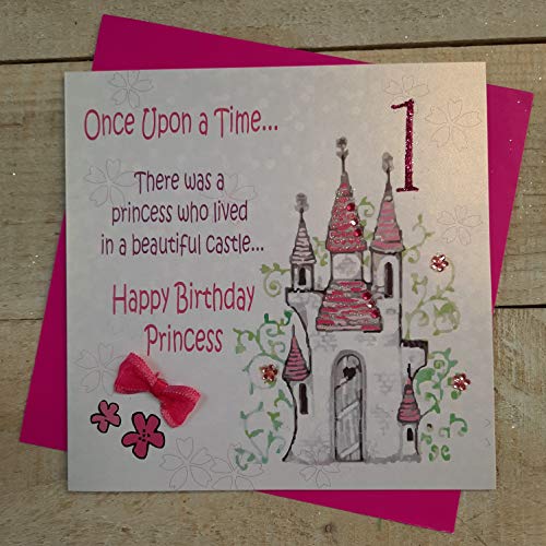 WHITE COTTON CARDS Glückwunschkarte Once Upon a Time, zum 1. Geburtstag, Handarbeit, Motiv: Schloss von WHITE COTTON CARDS