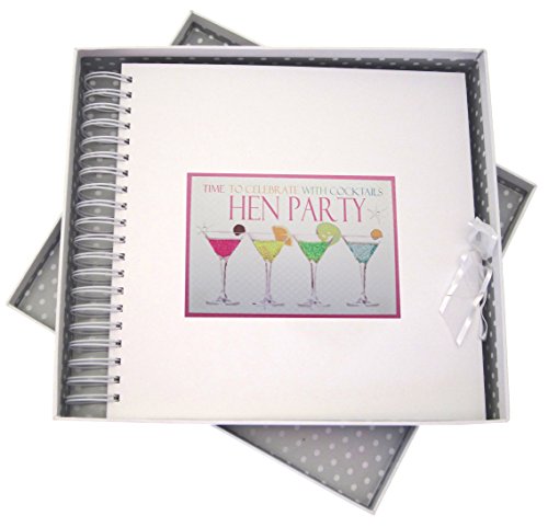 WHITE COTTON CARDS Hen Party Memory Book, Neon Cocktails, HC10, Board, weiß, 27 x 30 x 4 cm von WHITE COTTON CARDS