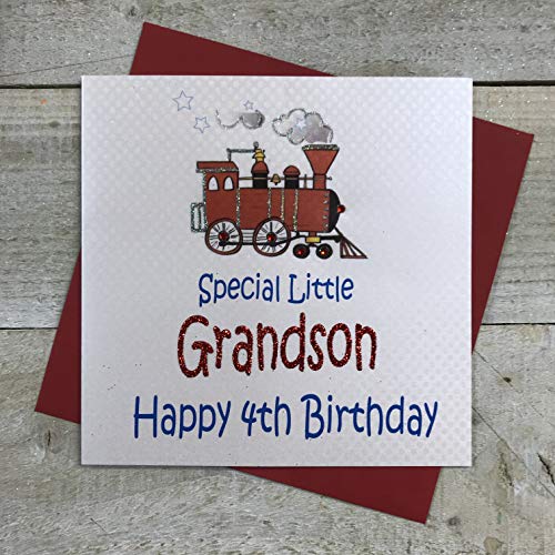 WHITE COTTON CARDS Kleine 4TRAIN Special Grandson Happy 4th Birthday, Eisenbahn von WHITE COTTON CARDS