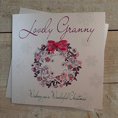 WHITE COTTON CARDS Lovely Granny, handgemacht, Pink Kranz von WHITE COTTON CARDS