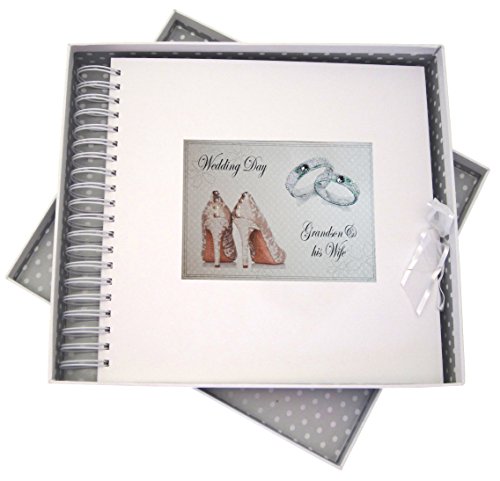 WHITE COTTON CARDS Tag, Grandson und Seine Frau Card und Memory Buch, Schuhe und Hochzeit Ringe Design, Board, weiß, 27 x 30 x 4 cm von WHITE COTTON CARDS