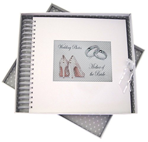 WHITE COTTON CARDS Tag, Mutter der Braut Card und Memory Buch, Schuhe und Hochzeit Ringe Design, Board, weiß, 27 x 30 x 4 cm von WHITE COTTON CARDS