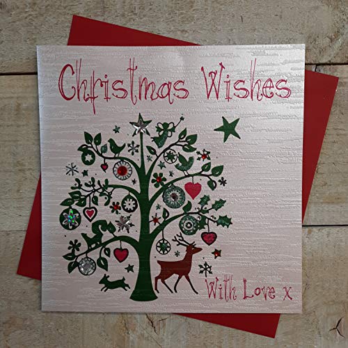 WHITE COTTON CARDS Weihnachten Wishes mit Love X handgefertigt Karte von WHITE COTTON CARDS