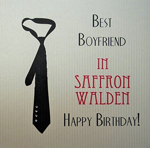 WHITE COTTON CARDS Weiß Baumwolle Best Boy Friend in Safran Walden handgefertigt Birthday Karte mit Black Tie von WHITE COTTON CARDS