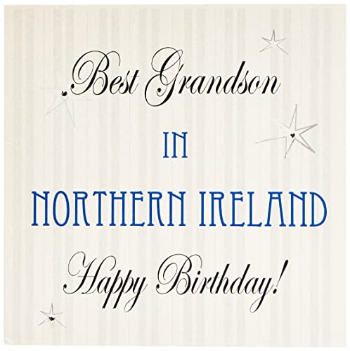 WHITE COTTON CARDS Weiß Baumwolle Best Grand in Nordirland Sohn Happy Birthday handgefertigt Town Karte mit Sterne von WHITE COTTON CARDS