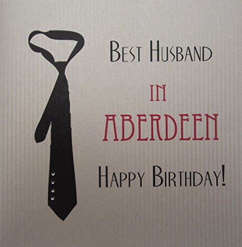 WHITE COTTON CARDS Weiß Baumwolle Karte Best Husband In Aberdeen handgefertigt Geburtstag Karte mit Black Tie von WHITE COTTON CARDS