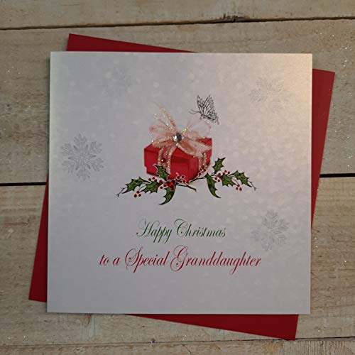 white cotton cards X65 Weihnachtskarte mit Aufschrift Happy Christmas to a Special Granddaughter, handgemacht, Weiß von WHITE COTTON CARDS
