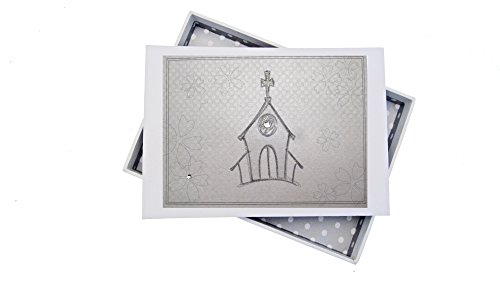 WHITE COTTON CARDS offen Heiligen Celebration, Mini Fotoalbum, Silber Kirche Design., Board, weiß, 12,5 x 17,5 x 2,5 cm von WHITE COTTON CARDS