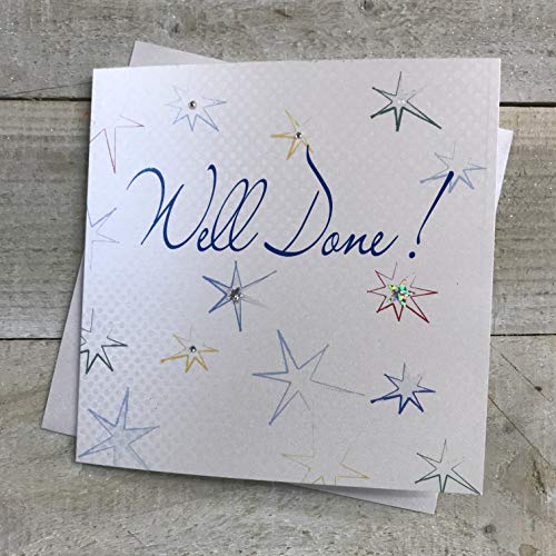 WHITE COTTON CARDS wb223 Sterne Well Done handgefertigt, weiß von WHITE COTTON CARDS