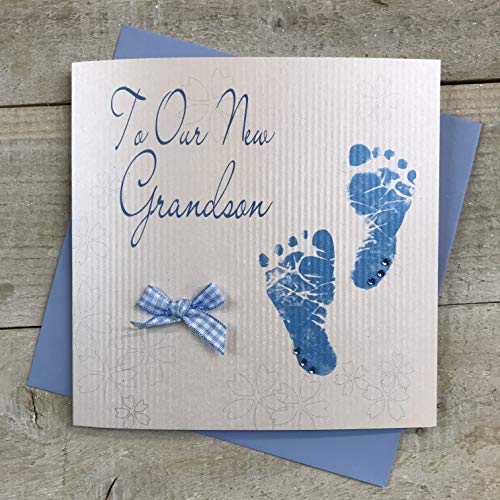 white cotton cards zu unserer neuen Grandson, handgefertigt, m Blau von WHITE COTTON CARDS