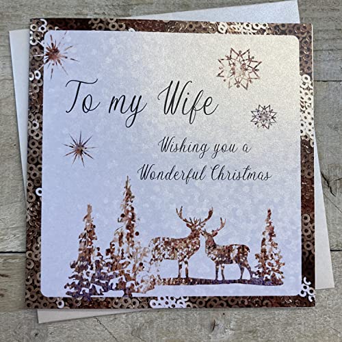 White Cotton Cards C5-W Weihnachtskarte mit Aufschrift"To My Wife", handgemacht von WHITE COTTON CARDS