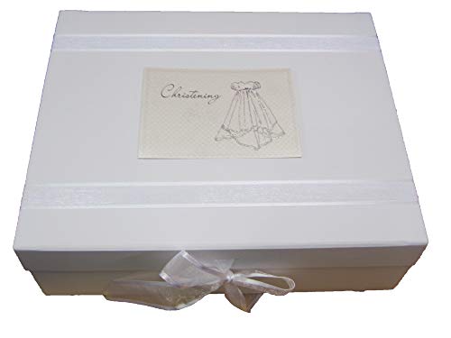 White Cotton Cards CSG2X Aufbewahrungsbox für Taufe, Motiv "Christen Gown", groß von WHITE COTTON CARDS
