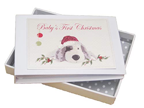 White Cotton Cards Fotoalbum für Baby's First Christmas Gorgeous Puppy Dog von WHITE COTTON CARDS