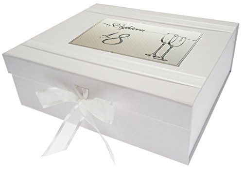 WHITE COTTON CARDS Geburtstags-Box, 18 Jahre, große Erinnerungsbox, Flöten, Brett, 27,2 x 32 x 11 cm von WHITE COTTON CARDS
