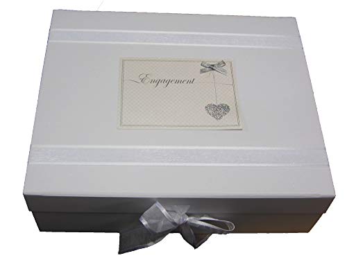 White Cotton Cards LLE-X Aufbewahrungsbox für Verlobungsfeiern, groß, glitzernd, silberfarben von WHITE COTTON CARDS