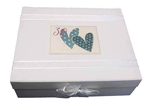 White Cotton Cards SSHA30X Erinnerungsschachtel mit Aufschrift"30", Aufschrift"Love Hearts" von WHITE COTTON CARDS