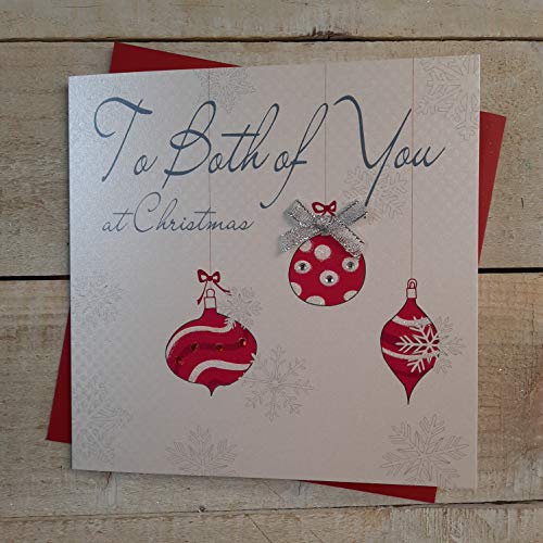 White Cotton Cards To Both of You at Christmas Handmade Card in Baubles Design von WHITE COTTON CARDS