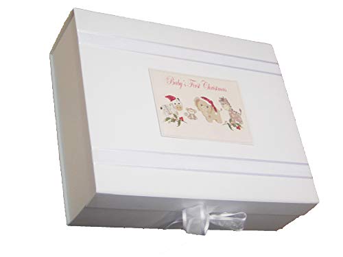 White Cotton Cards XTM2X Aufbewahrungsbox für Erinnerungsstücke, Motiv"Baby 's First Christmas", groß von WHITE COTTON CARDS