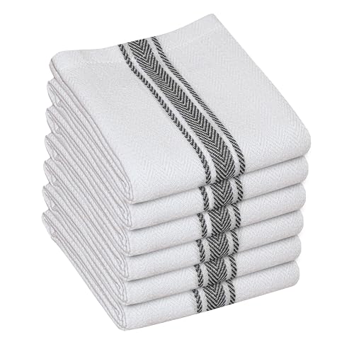 WHITEWRAP Gestreifte Geschirrtücher | 12er Pack | Ringgesponnene Baumwolle | 15 x 25 | Schwarze Streifen | Küchentücher, Handtücher, Geschirrtücher von WHITEWRAP