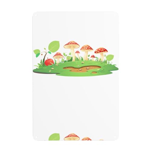 WHJDPP Apfel unter Pilzen, dekoratives Gemälde, 20,3 x 30,5 cm, aus Weißblech, verschleißfest und langlebig von WHJDPP