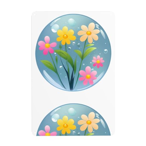 WHJDPP Blumen in Blasen, dekoratives Gemälde, 20,3 x 30,5 cm, aus Weißblech, verschleißfest und langlebig von WHJDPP