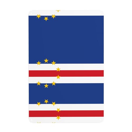 WHJDPP Dekoratives Gemälde aus Zinn mit der Flagge von Kapverden, 20,3 x 30,5 cm, aus Weißblech, verschleißfest und langlebig von WHJDPP