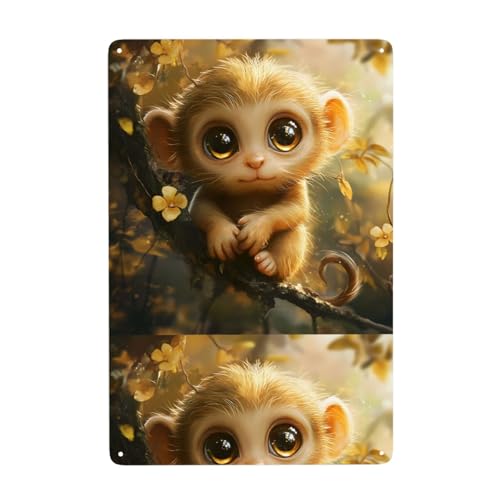 WHJDPP Dekoratives Gemälde mit Affe mit leuchtenden Augen, 20,3 x 30,5 cm, aus Weißblech, verschleißfest und langlebig von WHJDPP