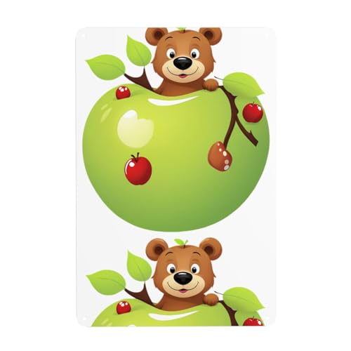 WHJDPP Dekoratives Gemälde mit Bär im Apfel, 20,3 x 30,5 cm, aus Weißblech, verschleißfest und langlebig von WHJDPP