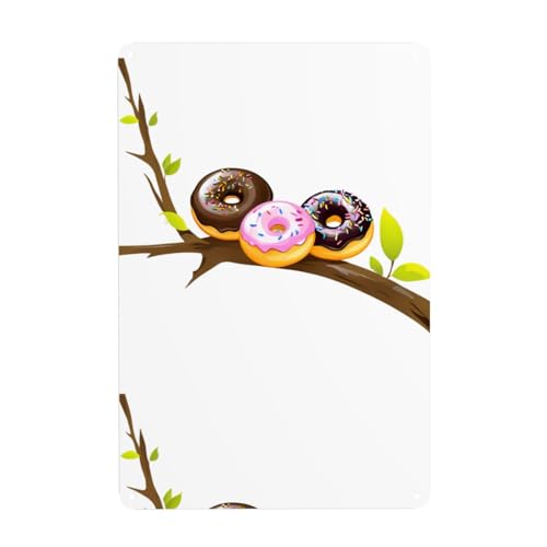 WHJDPP Dekoratives Gemälde mit Donuts auf einem Ast, 20,3 x 30,5 cm, aus Weißblech, verschleißfest und langlebig von WHJDPP