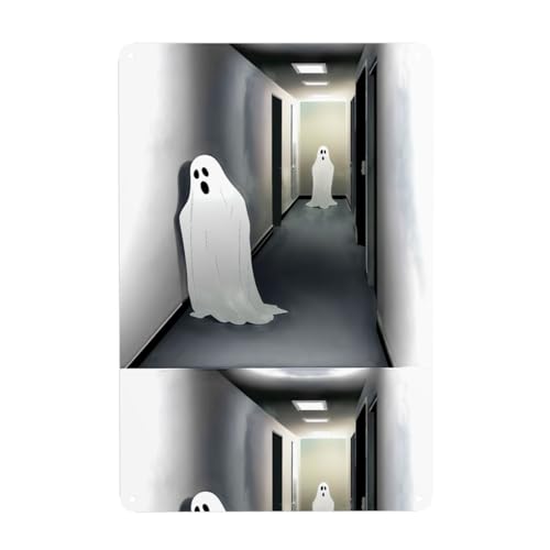WHJDPP Dekoratives Gemälde mit Geist im Korridor, 20,3 x 30,5 cm, aus Weißblech, verschleißfest und langlebig von WHJDPP