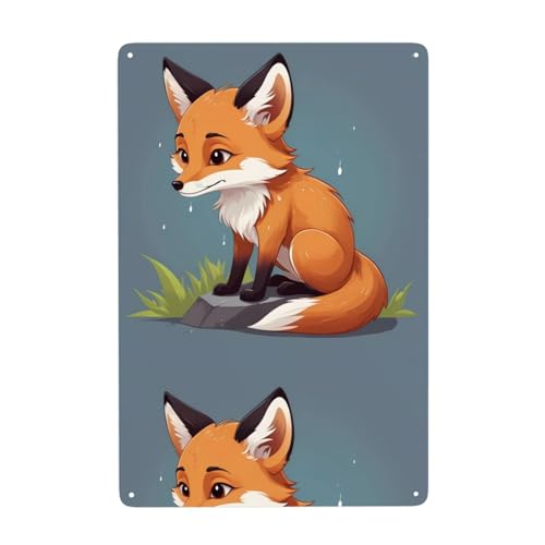 WHJDPP Dekoratives Gemälde mit weinendem Fuchs, 20,3 x 30,5 cm, aus Weißblech, verschleißfest und langlebig von WHJDPP