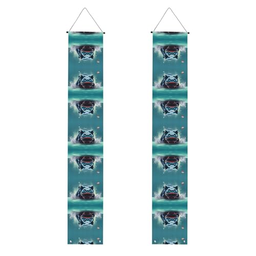 WHJDPP Diving Hippo Pattern Graduation Veranda Banner - Robust, langlebig, waschbar und wiederverwendbar Abschlussdekoration für Partys, Zeremonien, Haustüren von WHJDPP