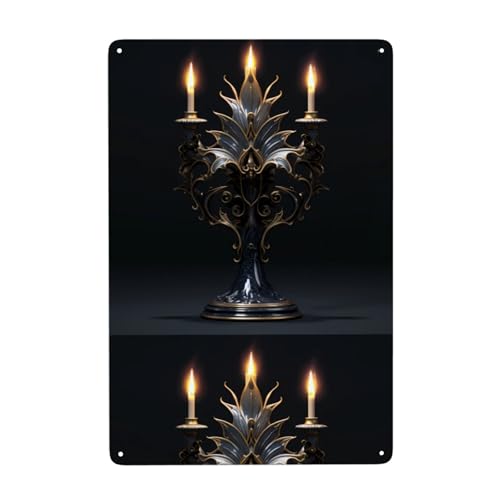 WHJDPP Edler Kerzenständer in Blechdose, dekoratives Gemälde, 20,3 x 30,5 cm, aus Weißblech, verschleißfest und langlebig von WHJDPP