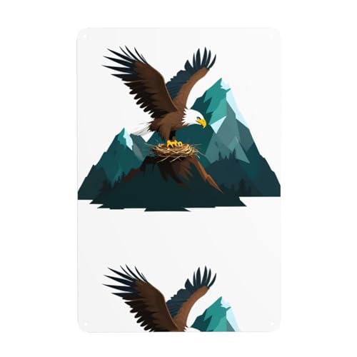 WHJDPP Ein Adler schwebt in seinem Bergnest, dekoratives Gemälde, 20,3 x 30,5 cm, aus Weißblech, verschleißfest und langlebig von WHJDPP