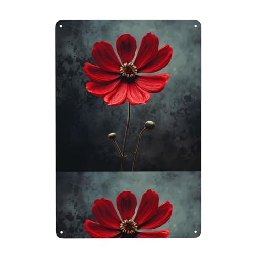 WHJDPP Ein kleines rotes Blumenbild, dekoratives Gemälde, 20,3 x 30,5 cm, aus Weißblech, verschleißfest und langlebig von WHJDPP