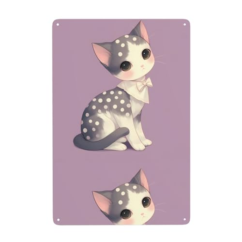 WHJDPP Elegantes gepunktetes Kätzchenbild, dekoratives Gemälde, 20,3 x 30,5 cm, aus Weißblech, verschleißfest und langlebig von WHJDPP