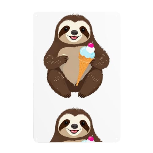 WHJDPP Faultier isst Eiscreme-Bild, dekoratives Gemälde, 20,3 x 30,5 cm, aus Weißblech, verschleißfest und langlebig WHJDPP Faultier isst Eiscreme-Bild, dekoratives Gemälde, 20,3 x 30,5 cm, aus Weißblech, verschleißfest und langlebig von WHJDPP