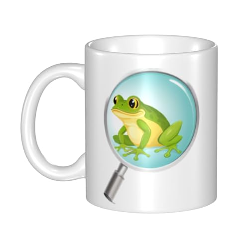 WHJDPP Frosch in der Lupe, Keramikbecher für Cappuccino, Latte, Müsli, Joghurt, Milch, heiße oder kalte Getränke, Mikrowellenofen WHJDPP Frosch in der Lupe, Keramikbecher für Cappuccino, Latte, Müsli, Joghurt, Milch, heiße oder kalte Getränke, Mikrowellenofen von WHJDPP