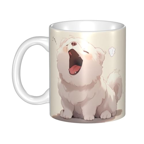 WHJDPP Gähnender Pudelbildbecher aus Keramik für Cappuccino, Latte, Müsli, Joghurt, Milch, heiße oder kalte Getränke, Mikrowellenofen WHJDPP Gähnender Pudelbildbecher aus Keramik für Cappuccino, Latte, Müsli, Joghurt, Milch, heiße oder kalte Getränke, Mikrowellenofen von WHJDPP