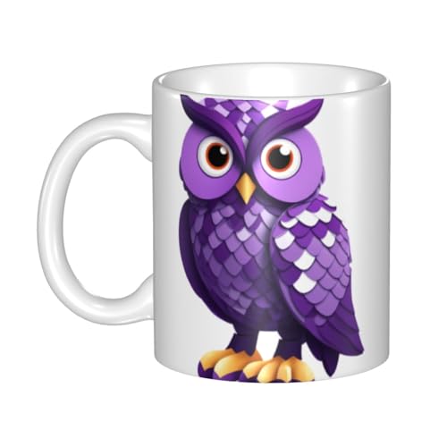WHJDPP Gewebte lila Eule Bild Tasse Keramik Tassen für Cappuccino, Latte, Müsli, Joghurt, Milch, heiße oder kalte Getränke, Mikrowelle WHJDPP Gewebte lila Eule Bild Tasse Keramik Tassen für Cappuccino, Latte, Müsli, Joghurt, Milch, heiße oder kalte Getränke, Mikrowelle von WHJDPP