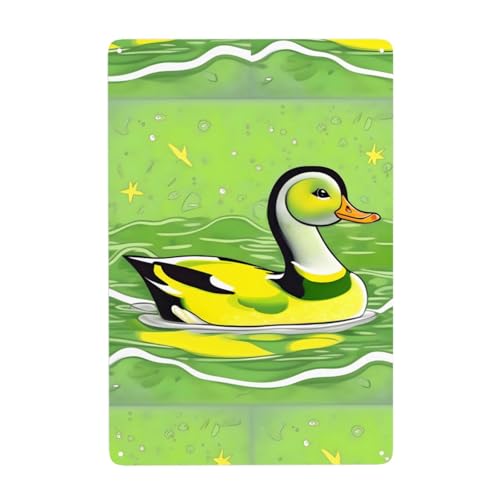 WHJDPP Grüne Ente Bild, Blechdose, dekoratives Gemälde, 20,3 x 30,5 cm, aus Weißblech, verschleißfest und langlebig von WHJDPP