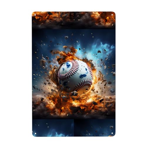 WHJDPP Hot Baseball Bild Blechdose dekoratives Gemälde 20,3 x 30,5 cm aus Weißblech, verschleißfest und langlebig von WHJDPP