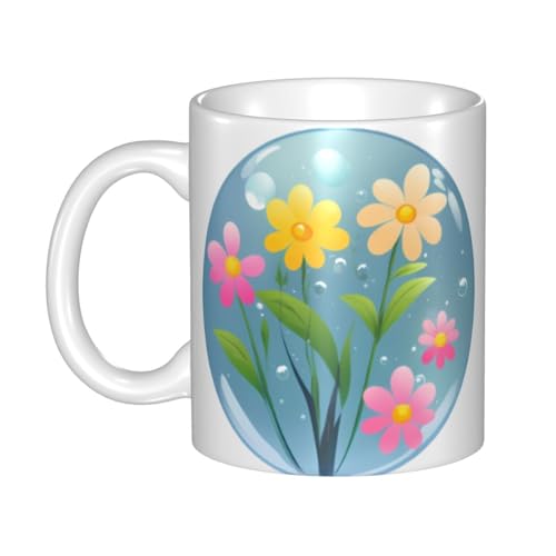 WHJDPP Keramikbecher mit Blumen in Blasen, für Cappuccino, Latte, Müsli, Joghurt, Milch, heiße oder kalte Getränke, Mikrowellenofen von WHJDPP