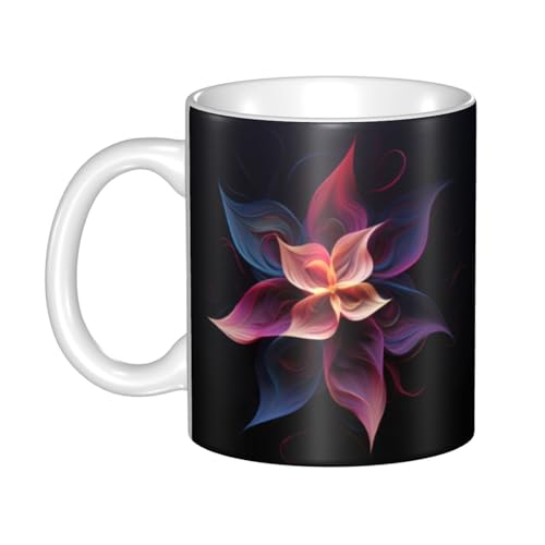 WHJDPP Keramikbecher mit Blumenmotiv in edlen Farben für Cappuccino, Latte, Müsli, Joghurt, Milch, heiße oder kalte Getränke, Mikrowellenofen von WHJDPP