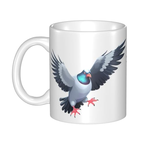 WHJDPP Keramikbecher mit Motiv "Angry Pigeon", für Cappuccino, Latte, Müsli, Joghurt, Milch, heiße oder kalte Getränke, Mikrowellenofen von WHJDPP