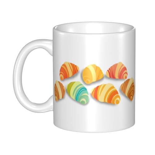 WHJDPP Keramikbecher mit Regenbogen-Croissants für Cappuccino, Latte, Müsli, Joghurt, Milch, heiße oder kalte Getränke, Mikrowellenofen von WHJDPP