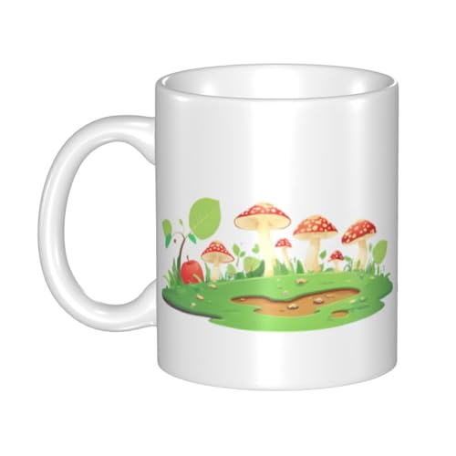WHJDPP Keramiktasse mit Apfel unter Pilzen, für Cappuccino, Latte, Müsli, Joghurt, Milch, heiße oder kalte Getränke, Mikrowellenofen von WHJDPP
