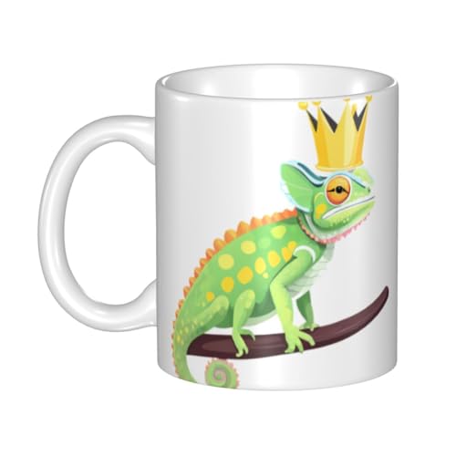 WHJDPP Keramiktasse mit Chamäleonmotiv für Cappuccino, Latte, Müsli, Joghurt, Milch, heiße oder kalte Getränke, Mikrowellenofen von WHJDPP