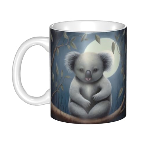 WHJDPP Keramiktasse mit Koala im Mondlicht für Cappuccino, Latte, Müsli, Joghurt, Milch, heiße oder kalte Getränke, Mikrowellenofen von WHJDPP