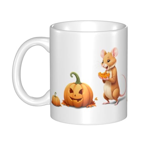WHJDPP Keramiktasse mit Motiv "Maus isst Kürbis", für Cappuccino, Latte, Müsli, Joghurt, Milch, heiße oder kalte Getränke, Mikrowellenofen WHJDPP Keramiktasse mit Motiv "Maus isst Kürbis", für Cappuccino, Latte, Müsli, Joghurt, Milch, heiße oder kalte Getränke, Mikrowellenofen von WHJDPP